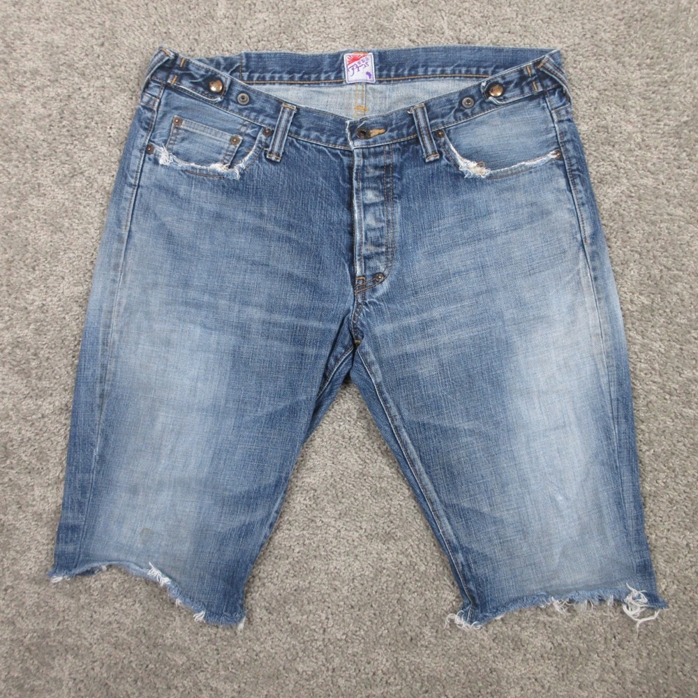 Prps Shorts Mens 34 Blue Denim Jorts Cutoffs Button Fly Japanese Distressed Jean
